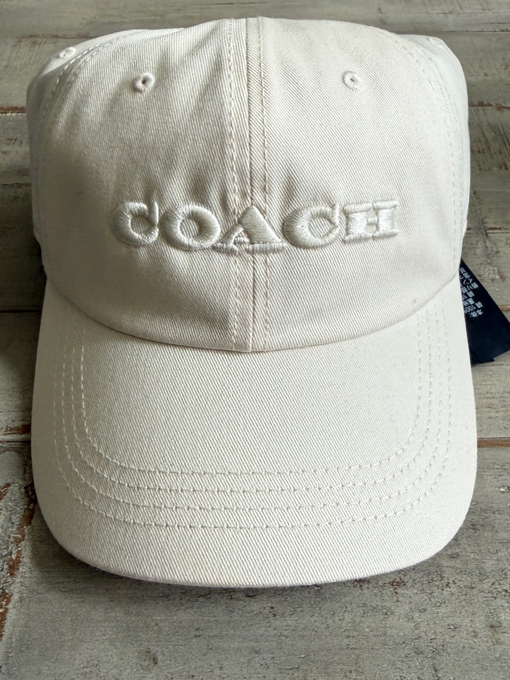 Coach Ivory Baseball Cap with Metal Logo Buckle